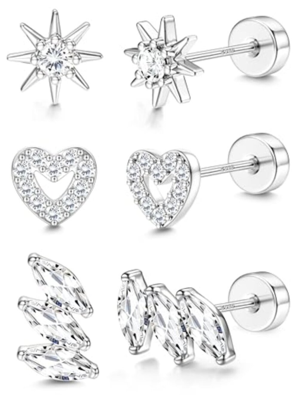 New - Sterling Silver Flat Back Earrings for Women Trendy‎ Small Hoop
